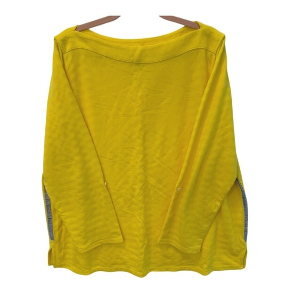 T by Talbots Yellow Boat Neck‎ Adjustable Sleeve Cotton Blend Top Size 2X